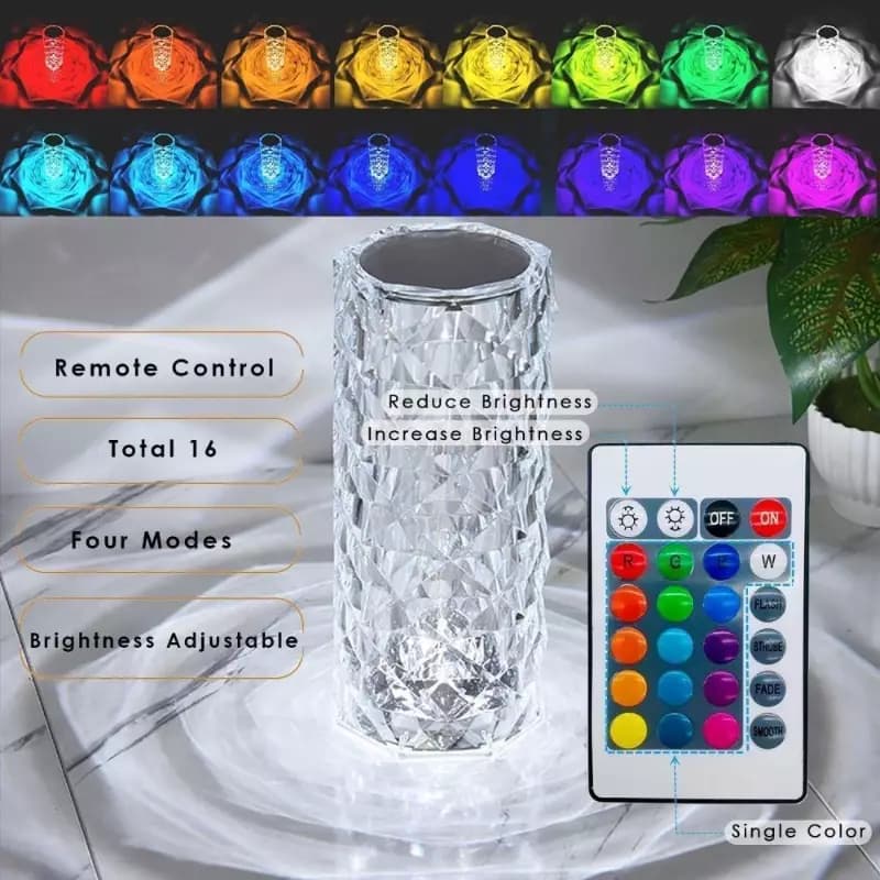 Rechargeable Diamond Crystal Table Lamp