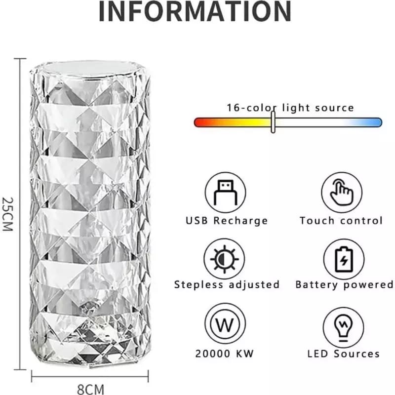 Rechargeable Diamond Crystal Table Lamp