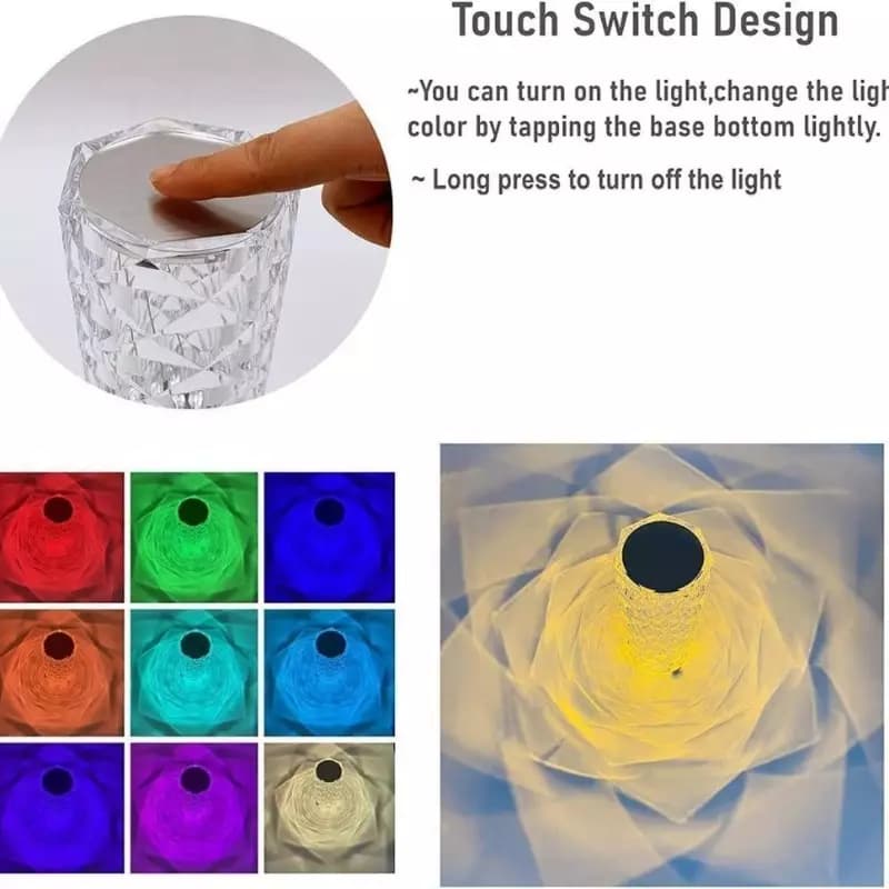 Rechargeable Diamond Crystal Table Lamp