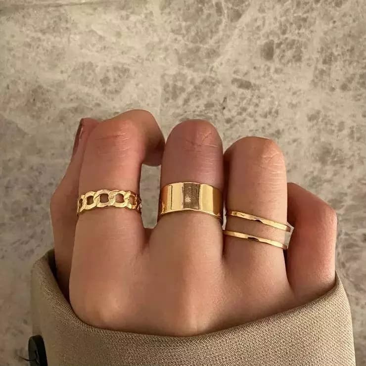 Alloy plaited Hip Hop Rings, Pack of 3