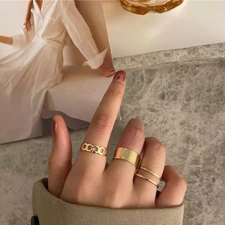 Alloy plaited Hip Hop Rings, Pack of 3
