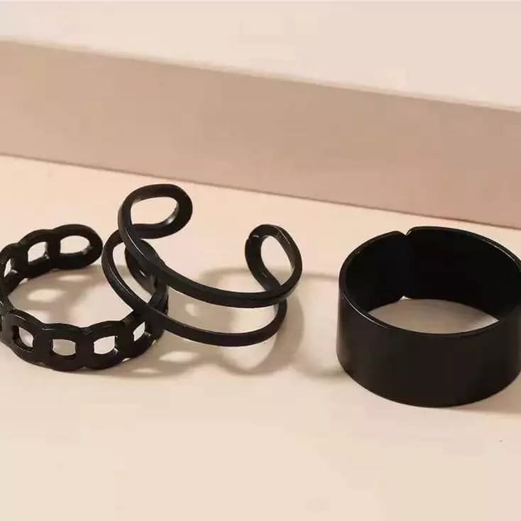 Alloy plaited Hip Hop Rings, Pack of 3
