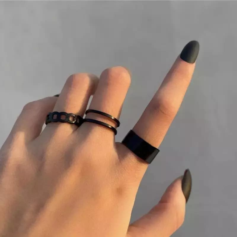 Alloy plaited Hip Hop Rings, Pack of 3
